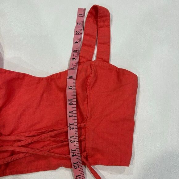 Abercrombie & Fitch Red Crop Top Size L Lace-Up Corset Style - Picture 6 of 6